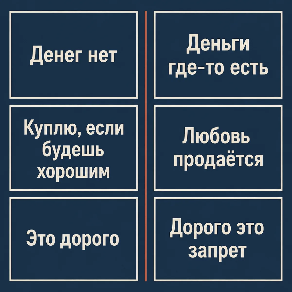 Схема из двух колонок: привычные фразы родителя у кассы и то, что слышит из них ребёнок